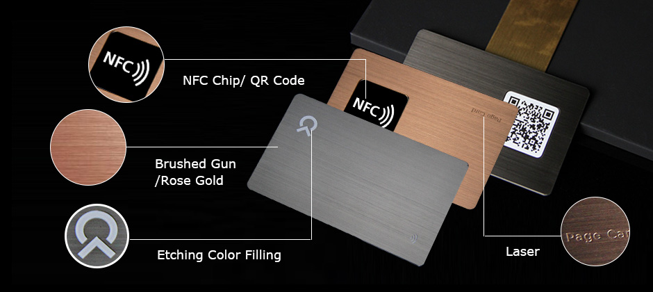 Customizable Rose Gold Brushed NFC Metal Card Printable QR Code Supplier-GreatNameplates