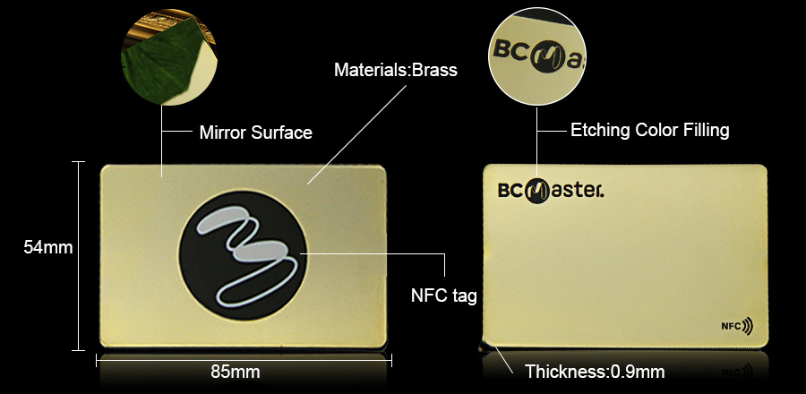 High-end Brass Mirror Contactless Metal NFC Card Supplier-GreatNameplates
